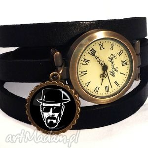 heisenberg - zegarek/bransoletka na skórzanym pasku breaking bad, prezent