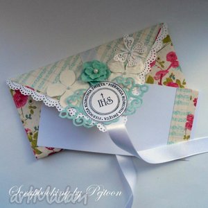 handmade scrapbooking kartki i komunia święta - kartka kopertówka