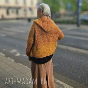 handmade swetry wełniany kardigan orange