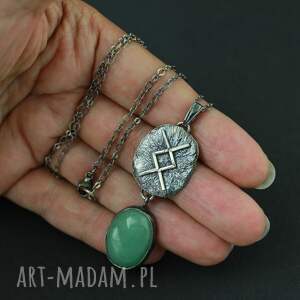 Runa Ingwaz / Inguz z awenturynem - srebrny talizman ochronny