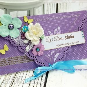 scrapbooking kartki kopertówka z okazji ślubu - wrzosowy ogród, wesele, kartka