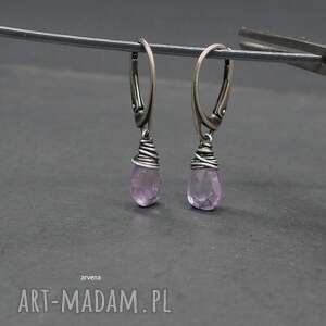 oryginalny prezent, ametyst - kolczyki 015, biżuteria autorska srebro oksydowane