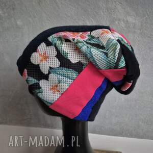 czapka na podszewce kolorowa patchworkowa rękodzieło świetna codzienne