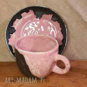 pracownia kamionka filiżanka kamionkowa ze spodkiem, ceramika glina do domu