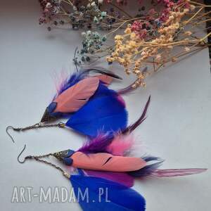 kolorowe lekkie długie klipsy, slu, folk, etno, pio