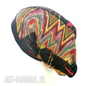 czapka turbanowa etno boho wiosenna patchwork - na podszewce, rozmiar 58 - 59cm,lekko