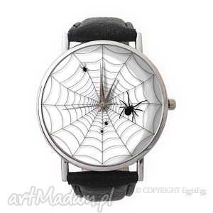 ręcznie zrobione zegarki pajęczyna - skórzany zegarek z dużą