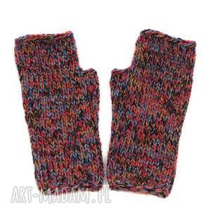 beata - kolorowe bezszwowe mitenki rękawiczki bez palców z małym kciukiem