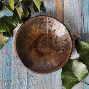 dekoracje brązowy talerz, ceramika talrz podstawka ceramiczna