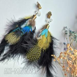 Klipsy pióra wykonane w pojedynczym egzemplarzu piękne kli