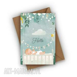 kartka z okazji narodzin dziecka - hello baby narodziny