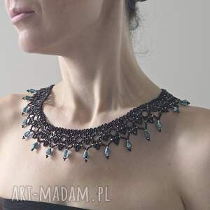 elegancki choker nocny kryształ z koralików szklanych - naszyjnik koralikowy