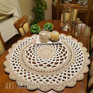 handmade podkładki serweta ażurowa na stół szydełkowa 100cm