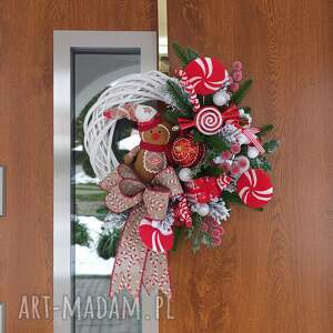 wianek świąteczny w pierniczkiem wieniec na boże narodzenie drzwi