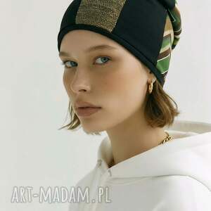 Czapka damska Smerfetka patchworkowa, na podszewce dobra na codzienne