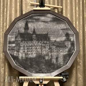 obraz wykonany nicią neuschwanstein, stringart rękodzieło zamek architektura
