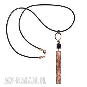 Naszyjnik - wisior z oksydowanej miedzi i rzemienia /5/ handmade