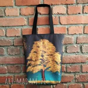 handmade torebka shopper z kolekcji matka natura - złote drzewo