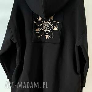 handmade bluzy bluza oversize z kapturem z ozdobnym haftem oka w stylu mandali