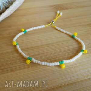 letnia bransoletka z koralików owoce cytryny cytrynki na nici