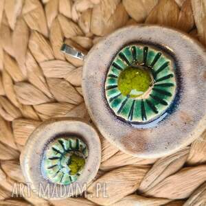 ceramiczny wisior i pierścionek, prezent, rekodzieło ozdoba