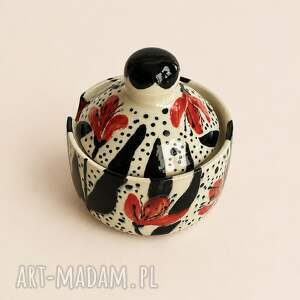 Cukiernica ceramiczna z pokrywką - ręcznie robiona