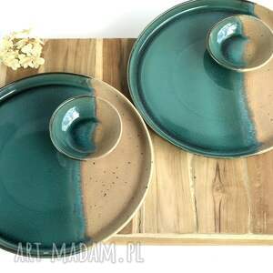 handmade ceramika zestaw dla dwojga - talerz obiadowy ręcznie robiony miseczka - rajska
