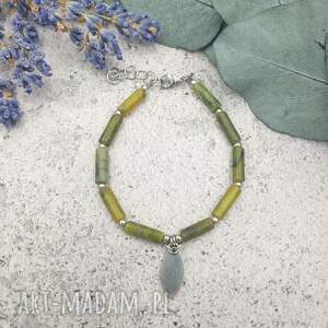 bransoletka chainmaille - leśny jadeit, leśna biżuteria, biżuteria słowiańska
