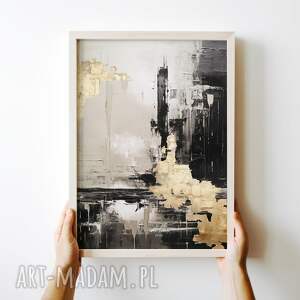 plakat abstrakcja ze złotem - format 30x40 cm