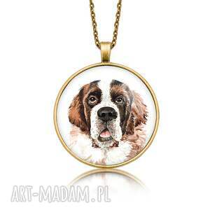 medalion okrągły z grafiką saint bernard bernardyn rasowy pies, prezent