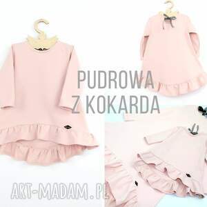pudrowa sukienka z kokarda - noeli dla dziecka ubranka