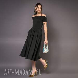 czarna sukienka - summer sandy, oryginalna, elegancka rozkloszowana