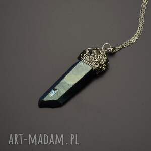 handmade wisiorki wisiorek talizman kwarc tytanowy aura wire wrapping