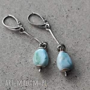 kolczyki srebro larimar