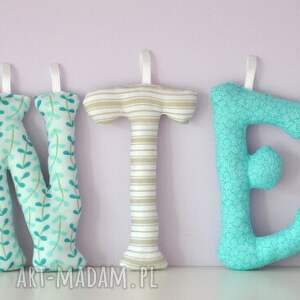 literki szyte imię antek ozdoba pokoju - pinezka dla dziecka pokoik