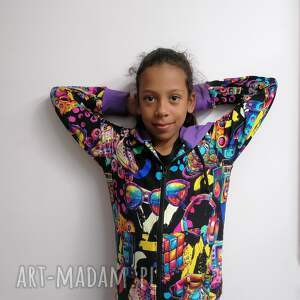 bluza dziecięca dziewczynka/ chłopiec z kapturem rolki fiolet jesień