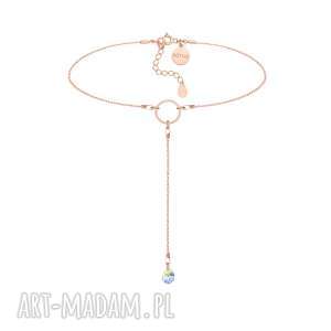 handmade naszyjniki łańcuszkowy choker z różowego złota z kryształem