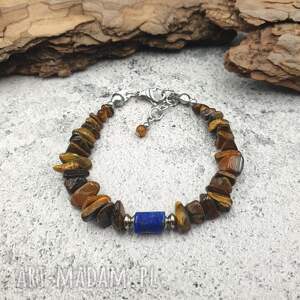 Bransoletka drapieżna - tygrysie oko i lapis lazuli