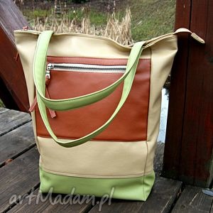 handmade na ramię 3tone shopper