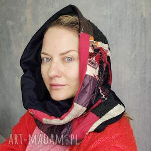 komin miękki patchworkowy ciepły można go naciągnąć na głowę