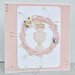 handmade scrapbooking kartki pamiątka komunii św. Dla dziewczynki