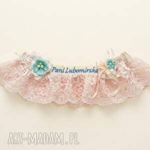 Personalizowana podwiązka ślubna z naturalnego jedwabiu