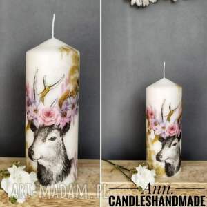 dekoracyjna 20 cm, jeleń, świeca ozdobna, deco, prezent