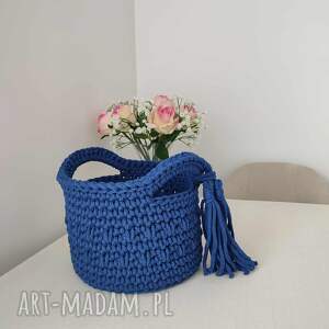 koszyk szydełkowy ze sznurka bawełnianego 20cmx15cm do kuchni, kosz