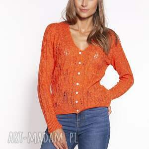 handmade swetry sweter z dekoltem w serek - swe267 pomarańcz mkm