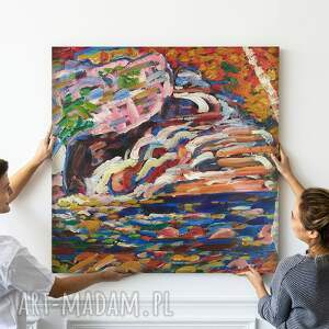 Abstrakcja malarska - obraz na płótnie - 50x50 cm