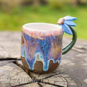ceramiczny kubek z kwiatkiem - zielone poszycie - AzulHorse dom kubki