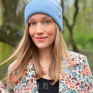 brain inside czapka wywijana dwustronna logo kolorowe baby blue beanie jesienna