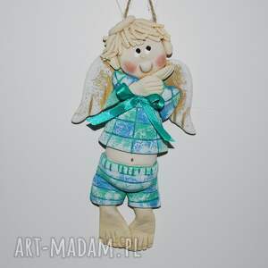 Prezent Nic nie powiem - aniołek z masy solnej, dekoracja