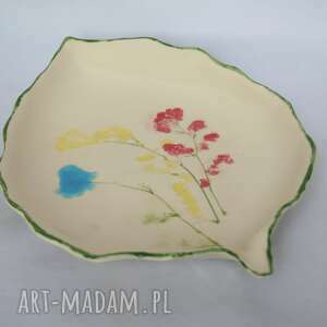 handmade ceramika półmisek z ziołami - czerwony, żółty
